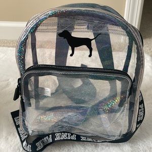 PINK Victoria’s Secret Clear Glitter Small Backpack
